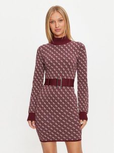 Guess Sukienka dzianinowa Lise W4BK43 Z37K0 Bordowy Regular Fit. Czerwone kombinezony Guess, l, z aplikacjami, z dzianiny, bez kołnierzyka, bez ramiączek. Za 469,99 zł.