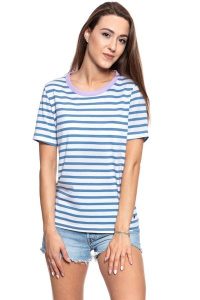 MUSTANG T SHIRT DAMSKI Alina Stripe Tee 1009421 11720. Niebieskie t-shirty Mustang, s, bez wzorów, bez kołnierzyka, bez ramiączek. W wyprzedaży za 39,99 zł.