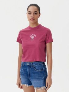 Tommy Jeans T-Shirt Varsity DW0DW20317 Różowy Regular Fit. Czerwone t-shirty Tommy Jeans, s, bez wzorów, z bawełny, bez kołnierzyka, bez ramiączek. Za 99,99 zł.