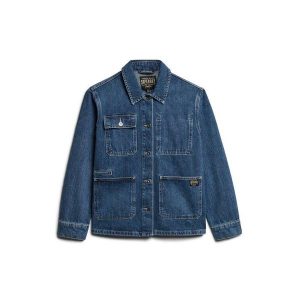 Damska kurtka dżinsowa Superdry Denim Chore. Niebieskie kurtki Superdry, bez wzorów, z denimu, bez kaptura. W wyprzedaży za 301,50 zł.