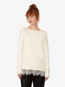 APART Sweter w kolorze kremowym rozmiar: 44/46. Brązowe swetry oversize Apart, bez wzorów, z koronki, bez ramiączek. Za 184,89 zł.