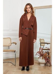 Joséfine Sukienka "Jaune" w kolorze jasnobrązowym rozmiar: M. Brązowe sukienki Joséfine, na co dzień, m, bez wzorów, ze skóry, bez kołnierzyka, bez ramiączek, maxi, proste. Za 261,05 zł.