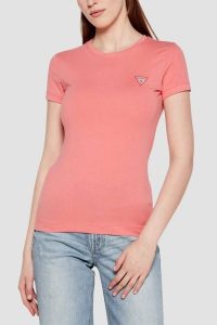 GUESS Różowy damski t-shirt Mini, Rozmiar M. Czerwone t-shirty Guess, m, z aplikacjami, bez kołnierzyka, bez ramiączek. W wyprzedaży za 94,99 zł.