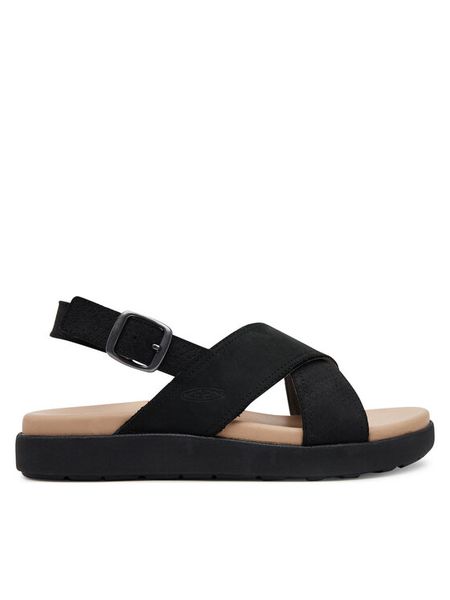 Keen Sandały Elle Luxe1030522 Czarny. Czarne sandały Keen, bez wzorów, z nubiku, bez obcasa, na płaskiej podeszwie, bez zapięcia. Za 299,99 zł.
