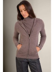 Perfect Cashmere Kaszmirowy kardigan "Emma" w kolorze szarobrązowym rozmiar: L. Brązowe kardigany Perfect Cashmere, z kaszmiru. Za 482,45 zł.