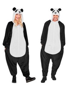 Carnival Party Kombinezon kostiumowy "Panda" w kolorze biało-czarnym rozmiar: XXL. Białe kombinezony Carnival Party, xxl, bez wzorów, bez kołnierzyka, bez ramiączek, krótkie. Za 130,99 zł.