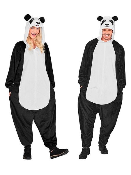 Carnival Party Kombinezon kostiumowy "Panda" w kolorze biało-czarnym rozmiar: S/M. Białe kombinezony Carnival Party, m, bez wzorów, bez kołnierzyka, bez ramiączek, krótkie. Za 135,17 zł.