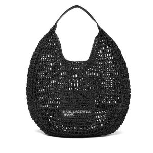 Torebka Karl Lagerfeld Jeans. Czarne torebki klasyczne Karl Lagerfeld Jeans, bez wzorów, z jeansu, bez dodatków. Za 429,99 zł.
