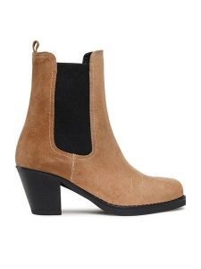 Simple Botki SL-36-02-000064 Brązowy. Brązowe botki Simple, bez wzorów, ze skóry, bez obcasa, na słupku, bez zapięcia. Za 479,99 zł.