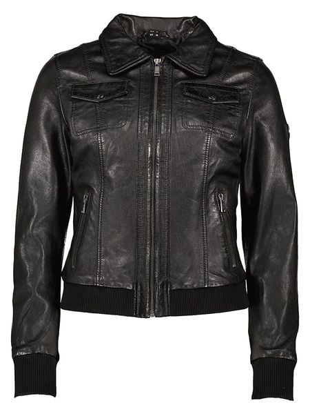 HIS Skórzana kurtka w kolorze czarnym rozmiar: 44. Czarne kurtki HIS, bez wzorów, ze skóry, bez kaptura. Za 423,06 zł.