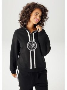 Aniston Bluza w kolorze czarnym rozmiar: 38. Czarne bluzy Aniston, bez wzorów, bez kaptura. Za 65,23 zł.