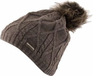 Damska czapka Areco Brown z pomponem i polarem. Brązowe czapki Erima, z aplikacjami, z dzianiny. Za 131,99 zł.