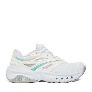 Buty na siłownię Reebok. Białe buty sportowe Reebok, bez wzorów, bez zapięcia, na fitness i siłownię. Za 359,99 zł.