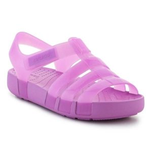 Sandały Crocs Isabella Jelly Sandal 209837-6WQ fioletowe. Fioletowe sandały bez wzorów, bez obcasa, bez zapięcia. Za 303,63 zł.