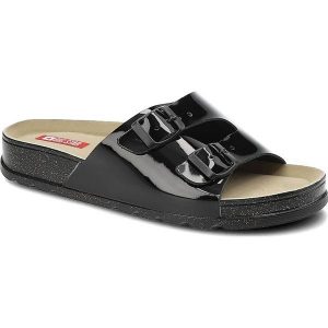 Czarne Klapki Big Star Wygodne Skórzane Buty. Czarne klapki Big Star, bez wzorów, ze skóry, bez obcasa, na platformie. Za 119,00 zł.