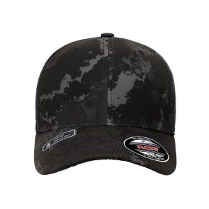 Czapka Veil Camo. Brązowe czapki FLEXFIT, bez wzorów, sportowe. Za 84,99 zł.
