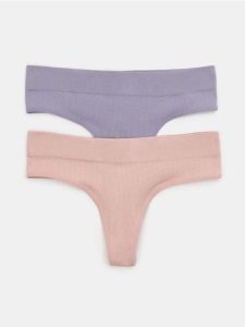 Bezszwowe stringi prążkowane 2 pack - wielobarwny. Stringi Sinsay, bez wzorów, prążkowane. Za 19,99 zł.