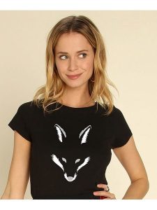 WOOOP Koszulka "Foxy Shape" w kolorze czarnym rozmiar: L. Czarne bluzki Wooop, l, bez wzorów, z bawełny, bez kołnierzyka, bez ramiączek. Za 56,99 zł.