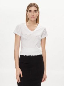Liu Jo T-Shirt MA4337 JS923 Écru Regular Fit. T-shirty Liu Jo, s, bez wzorów, z bawełny, bez kołnierzyka, bez ramiączek. Za 299,99 zł.