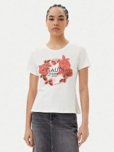 Gaudi T-Shirt 511FD64014 Écru Regular Fit. T-shirty Gaudi, m, bez wzorów, z bawełny, bez kołnierzyka, bez ramiączek. Za 139,99 zł.