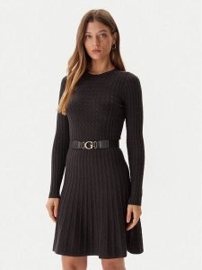 Guess Sukienka dzianinowa W5BK68 Z2YJ2 Brązowy Slim Fit. Brązowe sukienki Guess, l, z aplikacjami, z dzianiny, bez kołnierzyka, bez ramiączek. Za 430,50 zł.