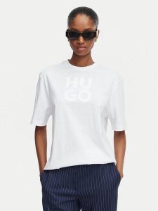 HUGO T-Shirt Dashire_5 50566678 Biały Relaxed Fit. Białe t-shirty Hugo, xs, bez wzorów, z bawełny, bez kołnierzyka, bez ramiączek. Za 214,99 zł.
