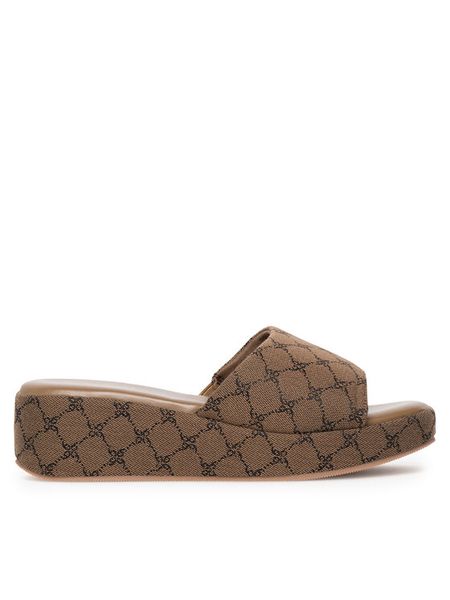 Nine West Klapki WFA2789-1 Beżowy. Brązowe klapki Nine West, bez wzorów, z materiału, bez obcasa. Za 62,99 zł.