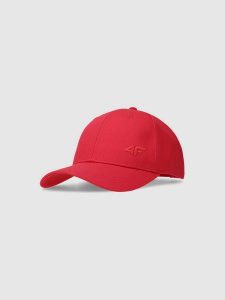 4F Czapka z daszkiem strapback uniseks - czerwona L/XL. Czerwone czapki 4f, bez wzorów, z bawełny, sportowe. W wyprzedaży za 39,99 zł.