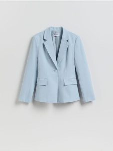 Marynarka z dodatkiem wiskozy - jasnoniebieski. Niebieskie marynarki i żakiety Reserved, l, bez wzorów, z tkaniny. Za 199,99 zł.