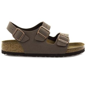 Birkenstock Milano BS Sandały unisex. Brązowe sandały Birkenstock, bez wzorów, bez obcasa, bez zapięcia. Za 379,99 zł.