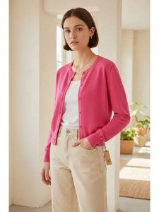 ASSUILI Kardigan w kolorze różowym rozmiar: 38. Różowe kardigany Assuili. Za 100,99 zł.