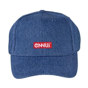 Czapka dżinsowa Ennui Logo. Niebieskie czapki ENNUI, bez wzorów, z jeansu, eleganckie. Za 125,00 zł.