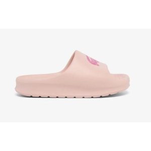Klapki damskie Lacoste Serve Slide 2.0 na basen. Czerwone klapki Lacoste, bez wzorów, z dresówki, bez obcasa. Za 233,20 zł.