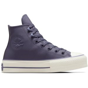 Buty sportowe Converse Chuck Taylor All Star Lift. Niebieskie trampki Converse, bez wzorów, ze skóry, bez zapięcia. W wyprzedaży za 418,95 zł.