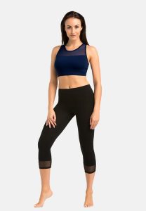 Legginsy na fitness damskie Teyli Glamo 3/4. Czarne legginsy Teyli, bez wzorów, z bawełny. Za 99,95 zł.
