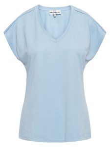 &Co Woman Koszulka "Mila" w kolorze błękitnym rozmiar: XS. Niebieskie bluzki &Co Woman, xs, bez wzorów, bez kołnierzyka, bez ramiączek. Za 65,85 zł.