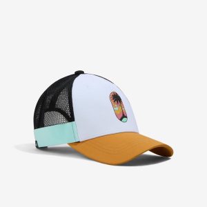 Czapka z daszkiem w stylu trucker do siatkówki plażowej BV Cap. Białe czapki KIPSTA, bez wzorów, z materiału, sportowe. Za 39,99 zł.
