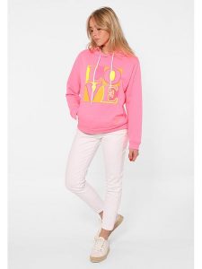 Zwillingsherz Bluza "Print Love" w kolorze różowym rozmiar: S/M. Różowe bluzy Zwillingsherz, m, bez wzorów, z bawełny, z kapturem. Za 226,45 zł.
