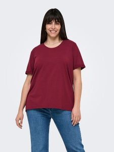 ONLY Carmakoma Koszulka w kolorze bordowym rozmiar: XL-54. Czerwone bluzki Only Carmakoma, xl, bez wzorów, bez kołnierzyka, bez ramiączek. Za 83,42 zł.