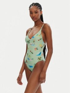 Seafolly Strój kąpielowy Isla Palm 11071-216 Zielony. Zielone stroje jednoczęściowe Seafolly, bez wzorów, z syntetyku. Za 359,99 zł.