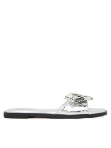LOVE MOSCHINO Klapki JA28142G0OJE090B Srebrny. Szare klapki LOVE MOSCHINO, bez wzorów, ze skóry, bez obcasa. Za 476,99 zł.