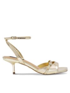 Nine West Sandały BYCCC02 Złoty. Żółte sandały Nine West, bez wzorów, ze skóry, bez obcasa, na szpilce, bez zapięcia. Za 159,99 zł.