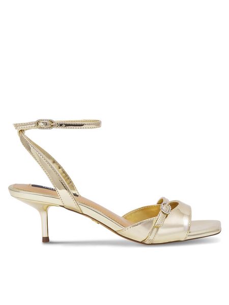 Nine West Sandały BYCCC02 Złoty. Żółte sandały Nine West, bez wzorów, ze skóry, bez obcasa, na szpilce, bez zapięcia. Za 159,99 zł.
