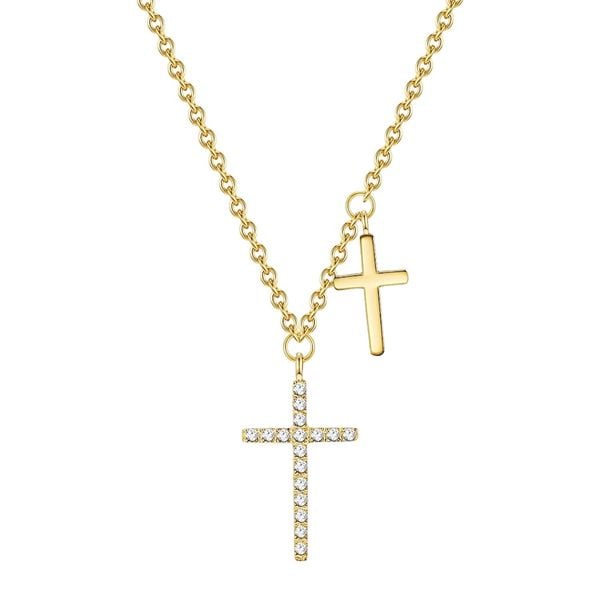 EASTSIDE Naszyjnik ze stali szlachetnej Krzyżyk Stal szlachetna Cyrkonia żółte złoto Naszyjniki 1 ct Damski. Żółte naszyjniki Eastside, z cyrkonią, pozłacane. Za 169,99 zł.
