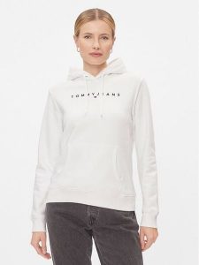 Tommy Jeans Bluza Linear DW0DW17324 Biały Regular Fit. Białe bluzy Tommy Jeans, xs, bez wzorów, z bawełny, bez kaptura. Za 279,99 zł.