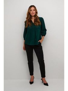 CULTURE Bluzka w kolorze zielonym rozmiar: M. Zielone bluzki Culture, m, bez wzorów, z bawełny, bez kołnierzyka, bez ramiączek. Za 113,99 zł.