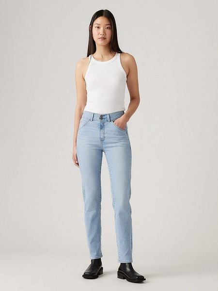 Levi's Dżinsy - Slim fit - w kolorze błękitnym rozmiar: W31/L32. Niebieskie jeansy Levi's®, z aplikacjami, z podwyższonym stanem. Za 232,78 zł.