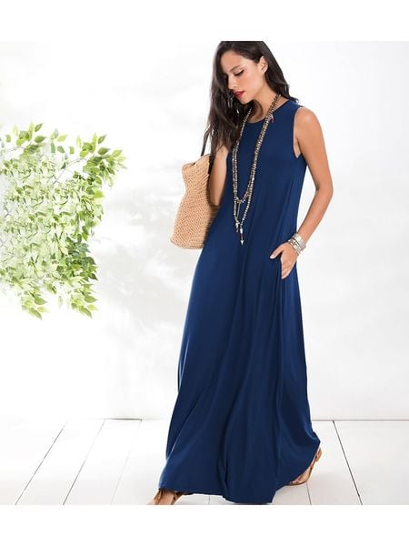LA Angels Sukienka w kolorze granatowym rozmiar: S. Niebieskie sukienki LA Angels, s, bez wzorów, bez kołnierzyka, bez ramiączek, maxi. Za 148,96 zł.