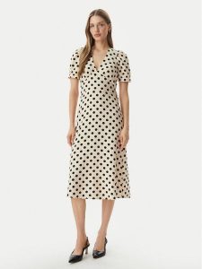 Morgan Sukienka codzienna 261-ROVITA Beżowy Regular Fit. Brązowe sukienki Morgan, na co dzień, bez wzorów, z syntetyku, bez kołnierzyka, bez ramiączek, proste. Za 449,99 zł.