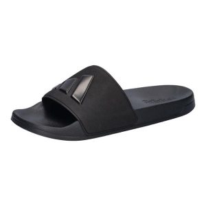 Klapki basenowe adidas Adilette Shower. Czarne klapki ADIDAS, bez wzorów, z materiału, bez obcasa. Za 149,45 zł.